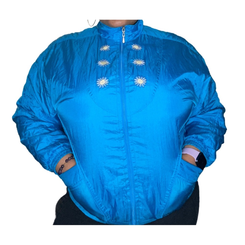 Vintage Women’s Bright Blue Windbreaker Full Zip Jacket